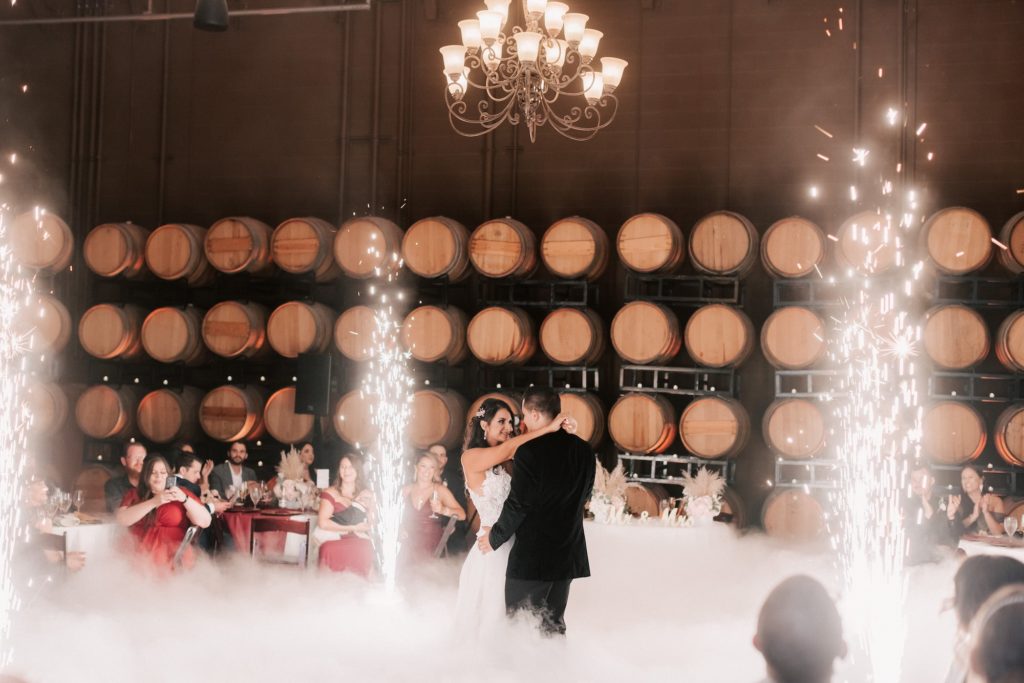 Leoness barrel room wedding